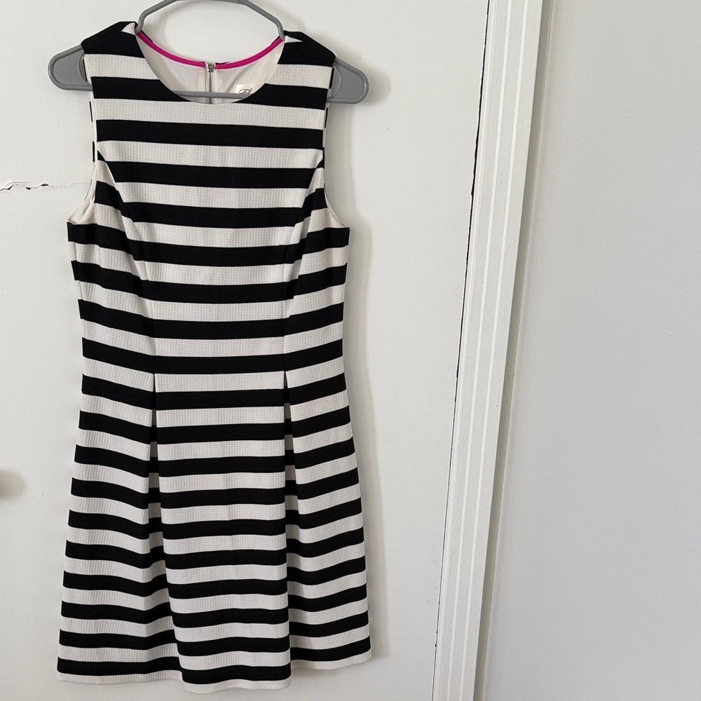 Eliza J Black and White Striped Mini Dress